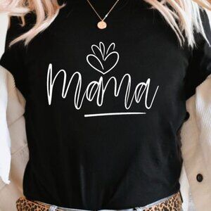 Mama Letter Print T-shirt, Short Sleeve Crew Neck Casual Top For Summer & Spring